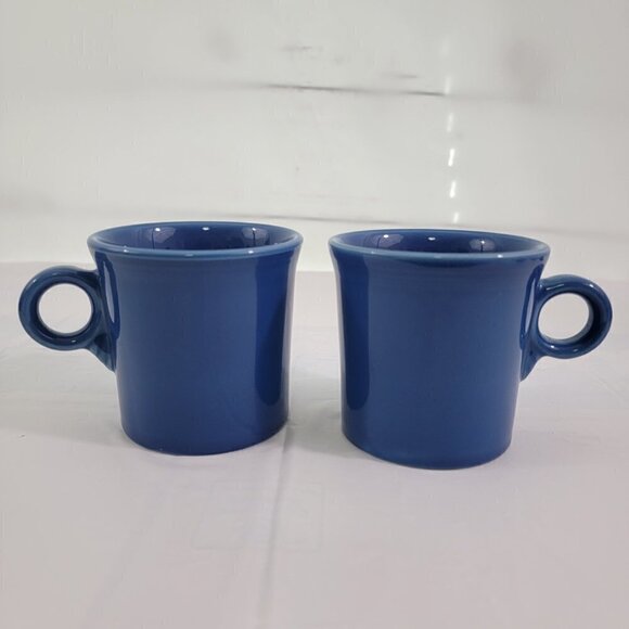 Homer Laughlin Fiesta USA Pottery Blue Ring Handle Coffee Tea Mugs – Set of 2 - Picture 1 of 16